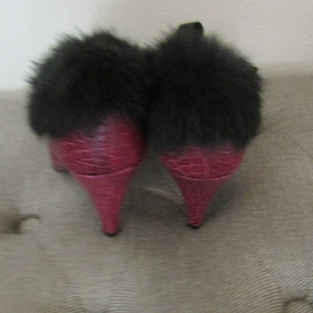 Blanco Rabbit Fur Leather Heels Size 37 EURO - Picture 5 of 5